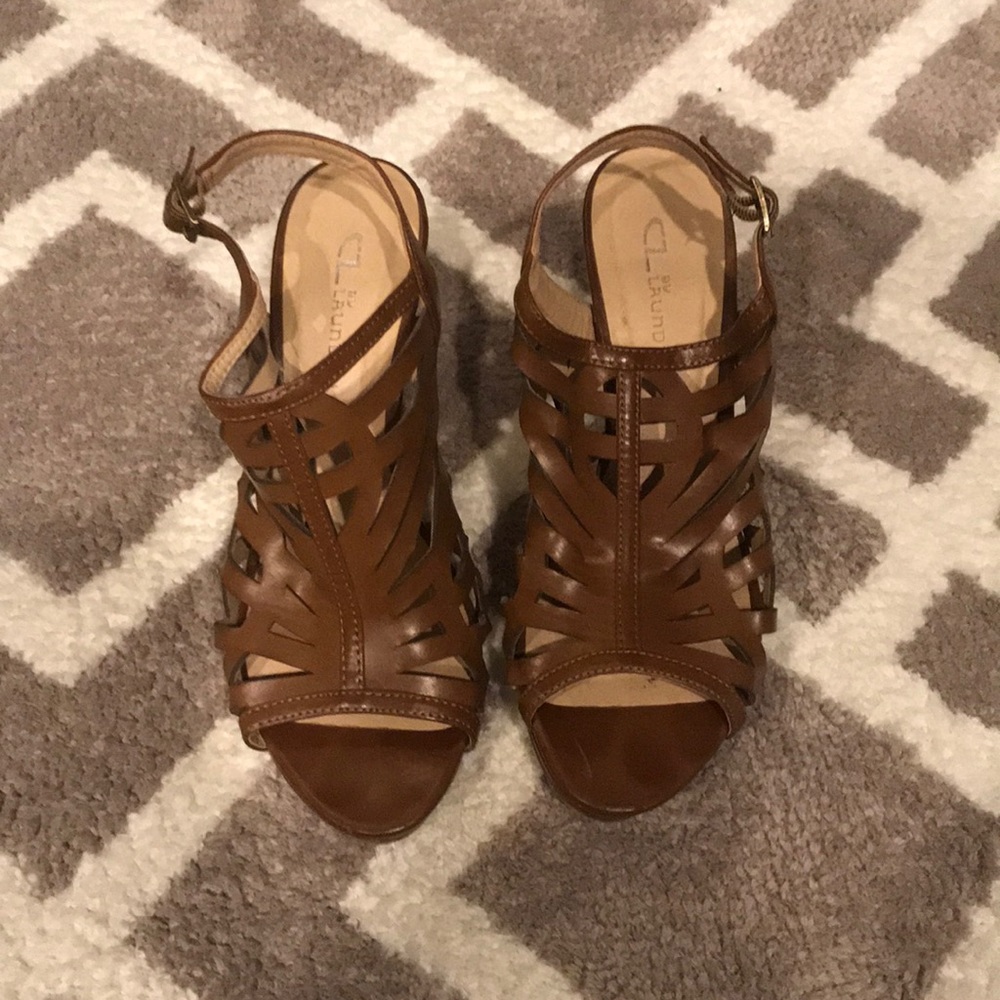 CL by Laundry Brown heeled sandals